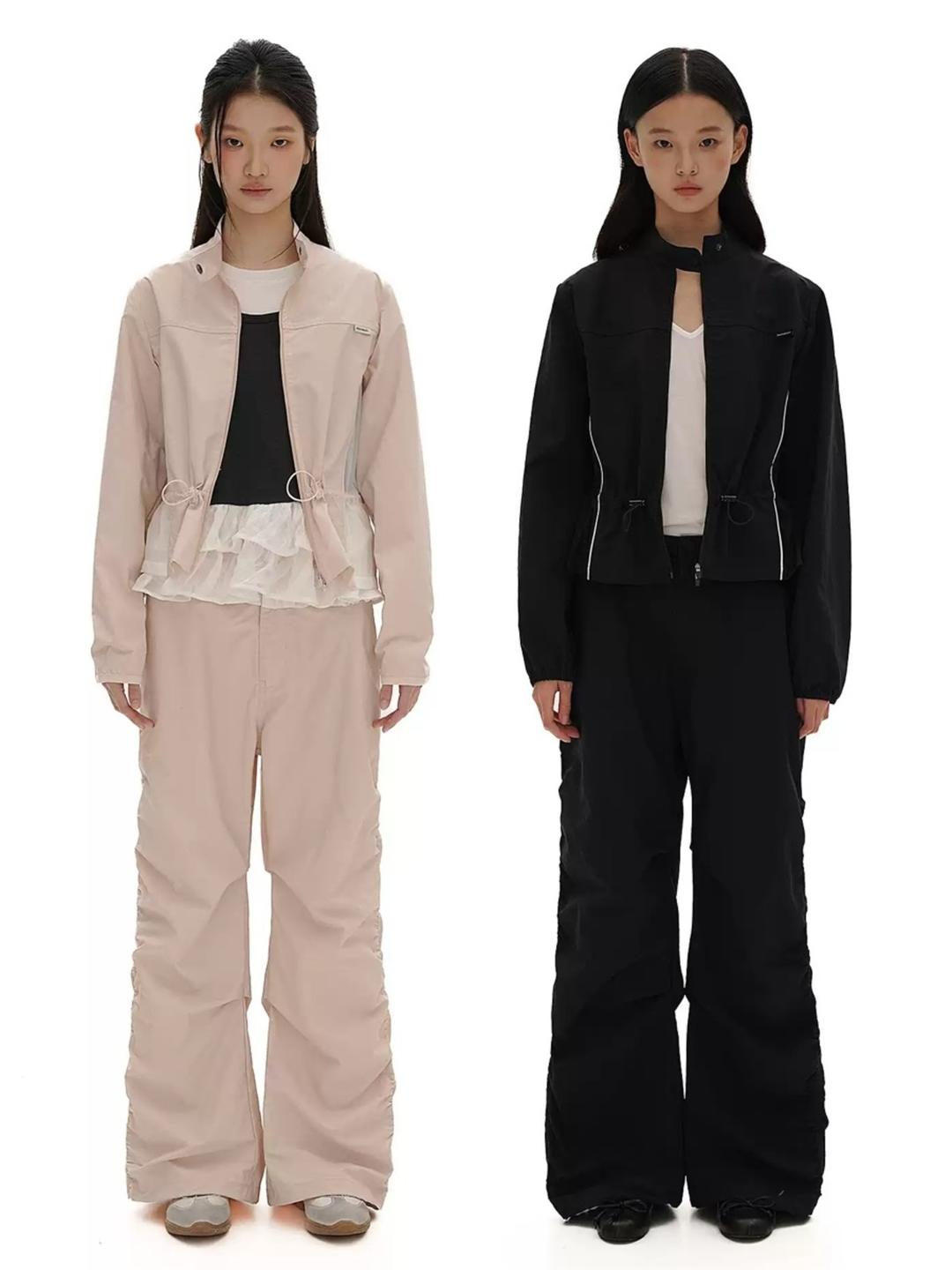 MOROMORO2 Light Drawstring Jacket & Pleats Lace Casual Pants (2color)