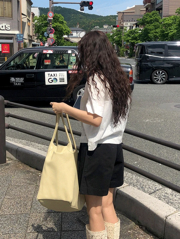 오피스 핀턱하프팬츠 (A라인)