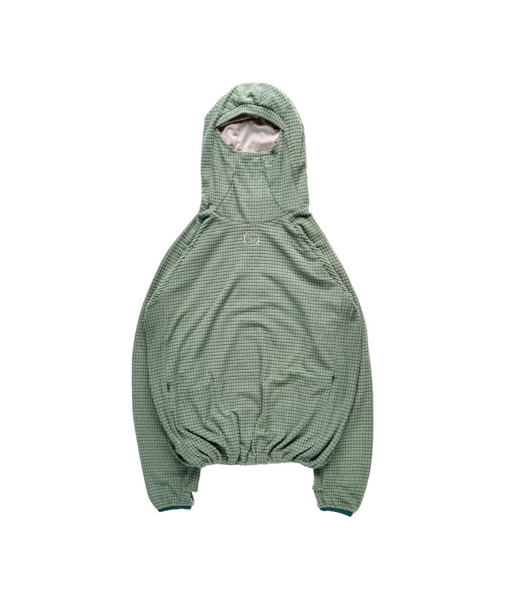 Waffle balaclava hoodie green