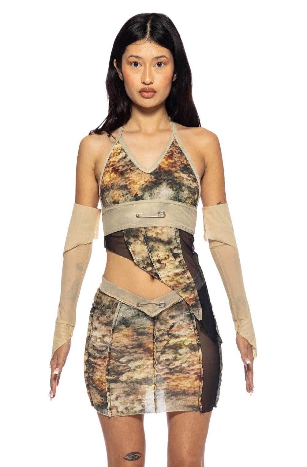 OPEN SEAM HALTER TANK IN SUNSET KNIT - XS