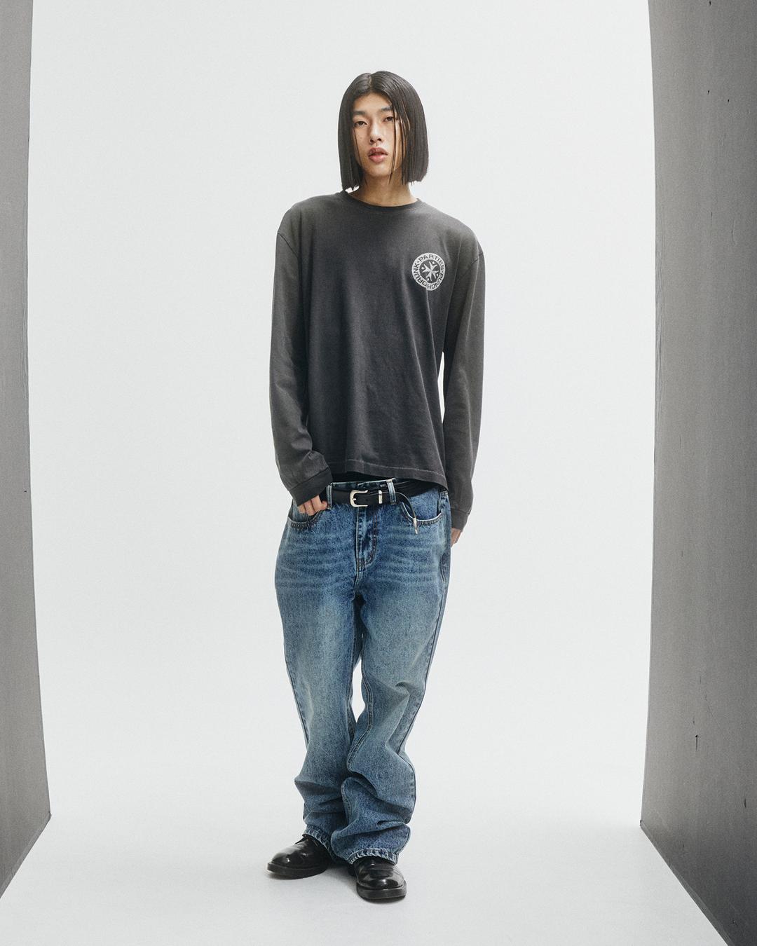 Hurt Logo Garment Dyed Long Sleeve (CHARCOAL)