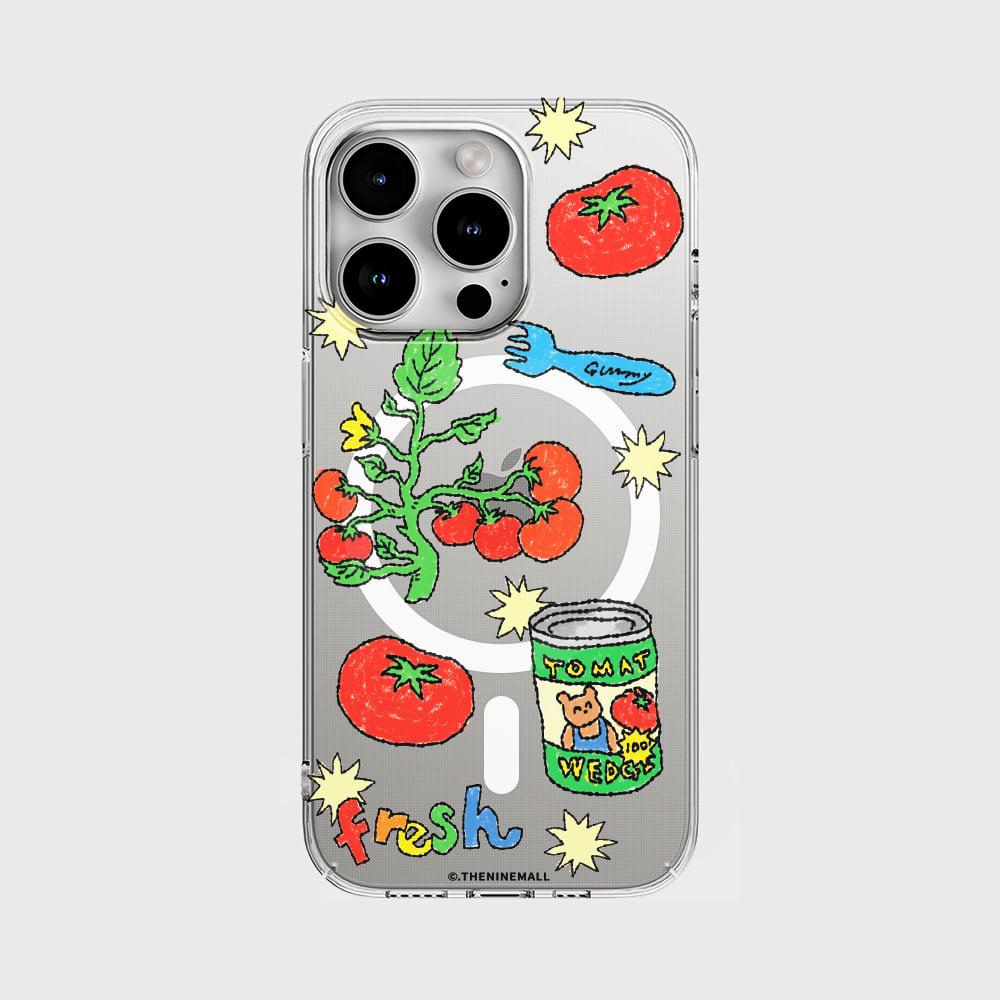 tomato drawing pattern [투명하드 맥세이프 폰케이스]
