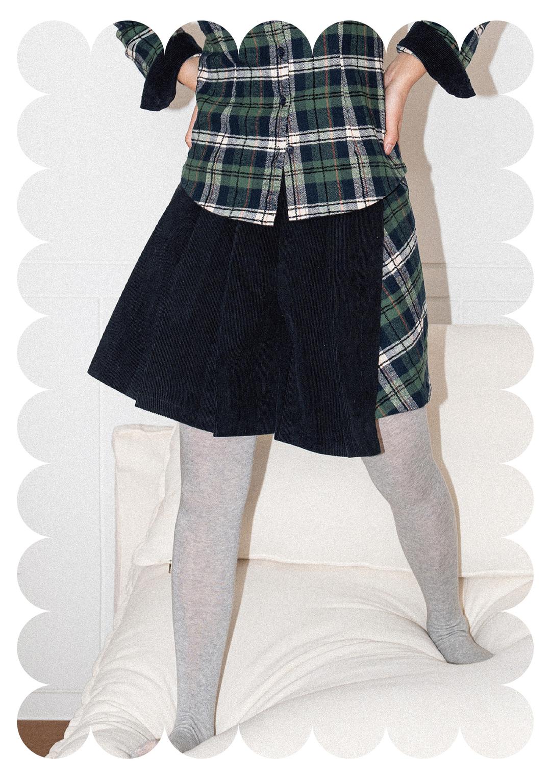 ☁︎{pattern} check skirts (navy, brown)