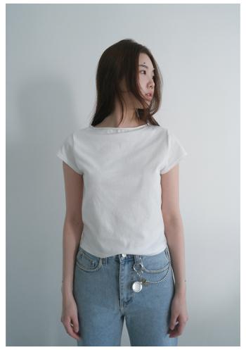 cutting boat-neck tee (6c)