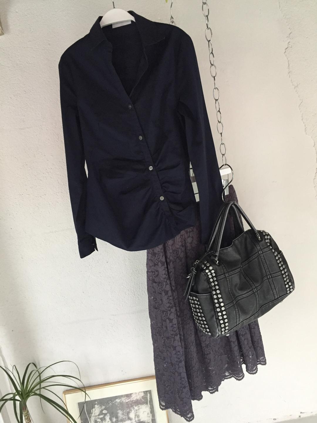 Unbalance shirring shirts