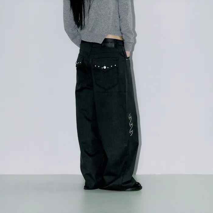 STUDDED ORNAMENT PANTS, CHARCOAL