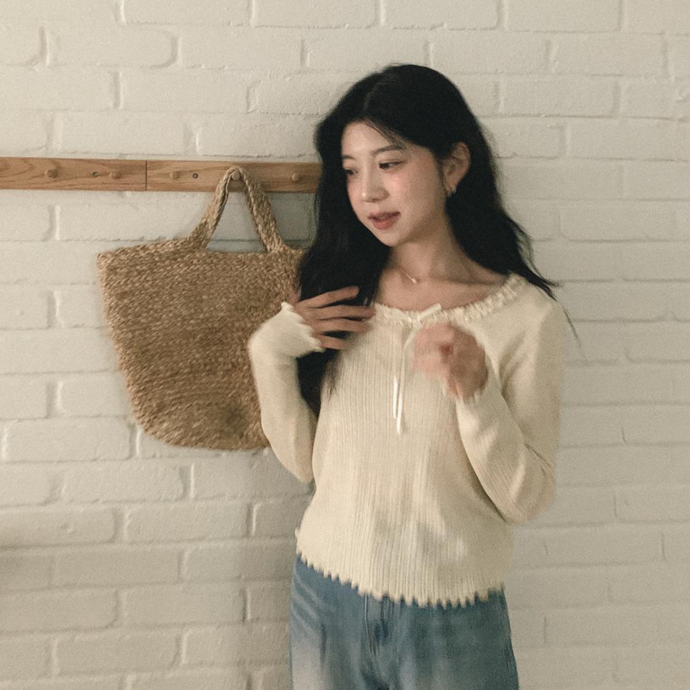 맨디즈 레이스 니트 티셔츠