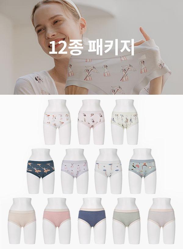 레트로레이디 인견 팬티 12종 패키지 LLMLB251-MT