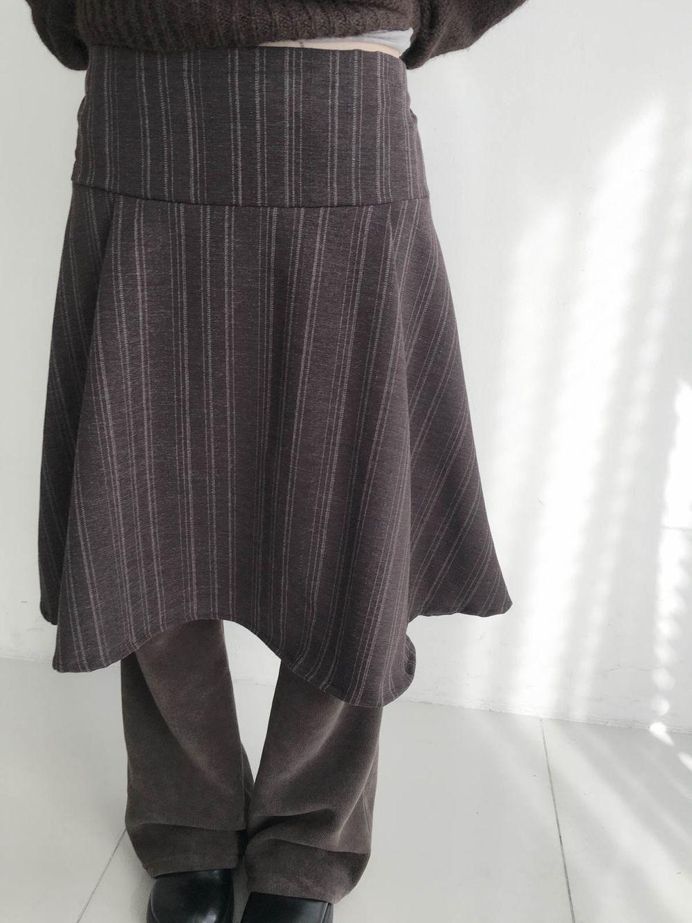 샵오르 스트라이프 핀턱 미디스커트 (2colors)