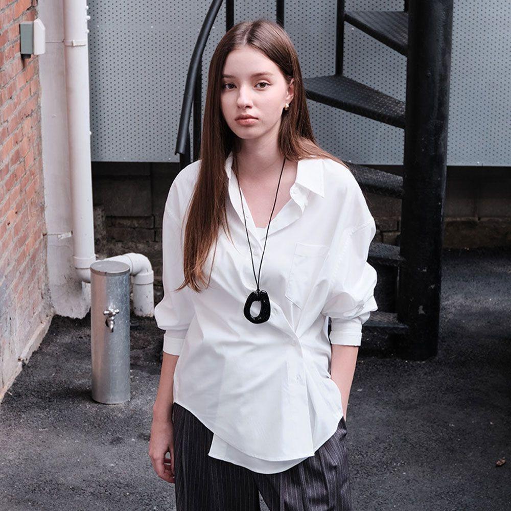 [APP전용] WOMAN 링클프리 루즈핏 버튼 랩 셔츠 [2COL] / WBE3L03501