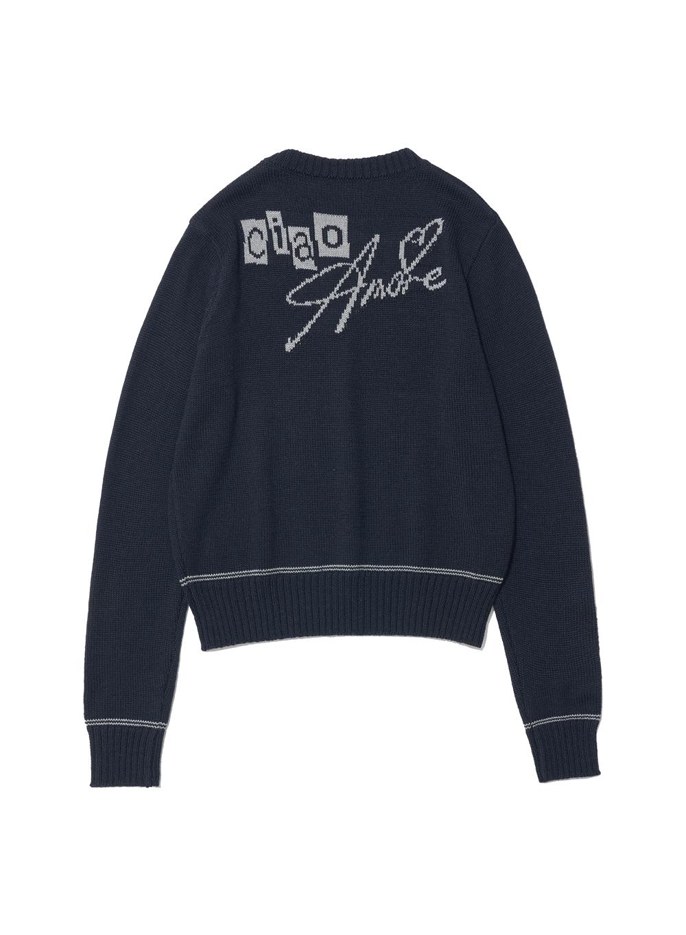 [WOMEN] 93 COLLAGE JACQUARD KNIT CREWNECK_DEEP NAVY