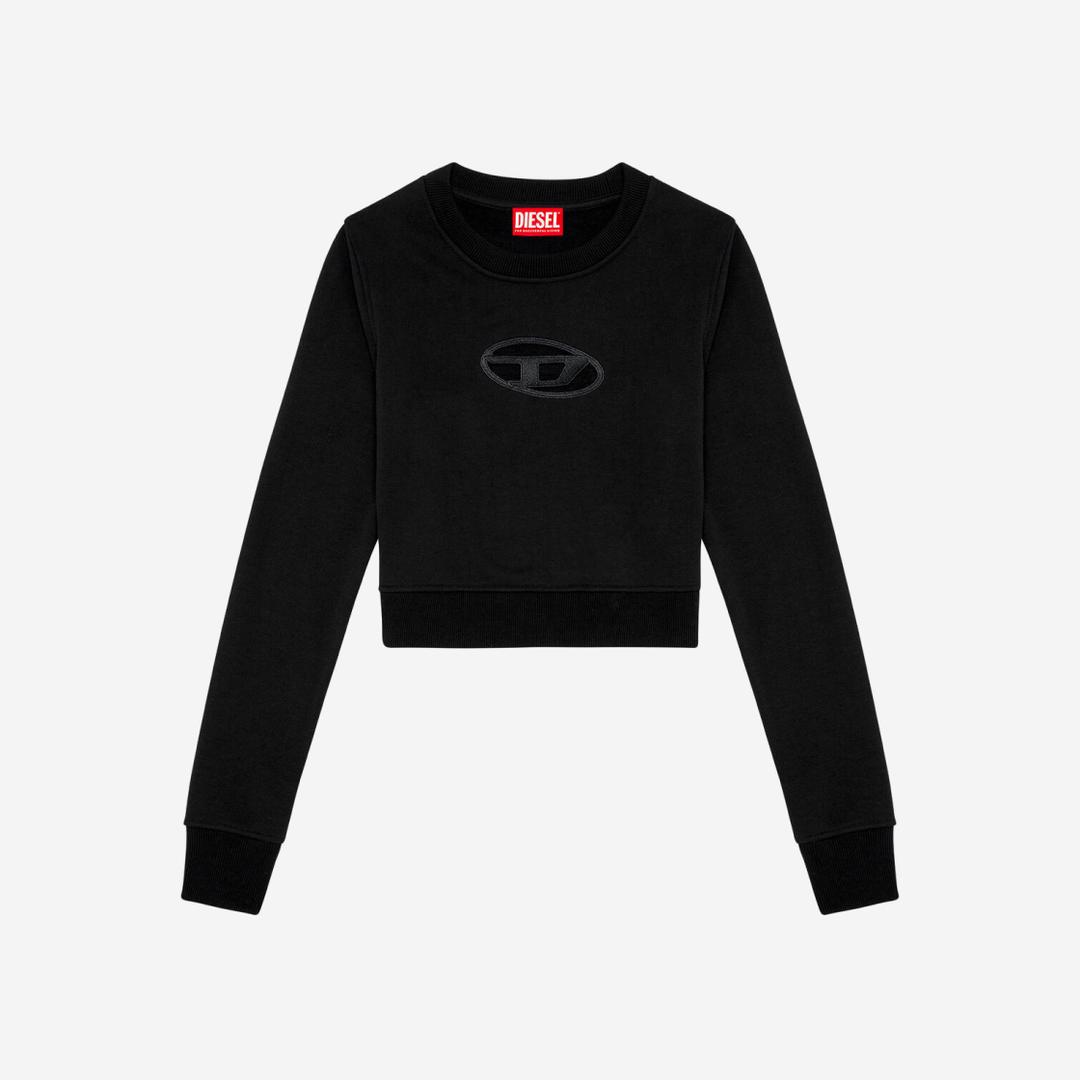 (W) Diesel F-Slimmy-Od Cropped Sweatshirt with Cut-Out Logo Black