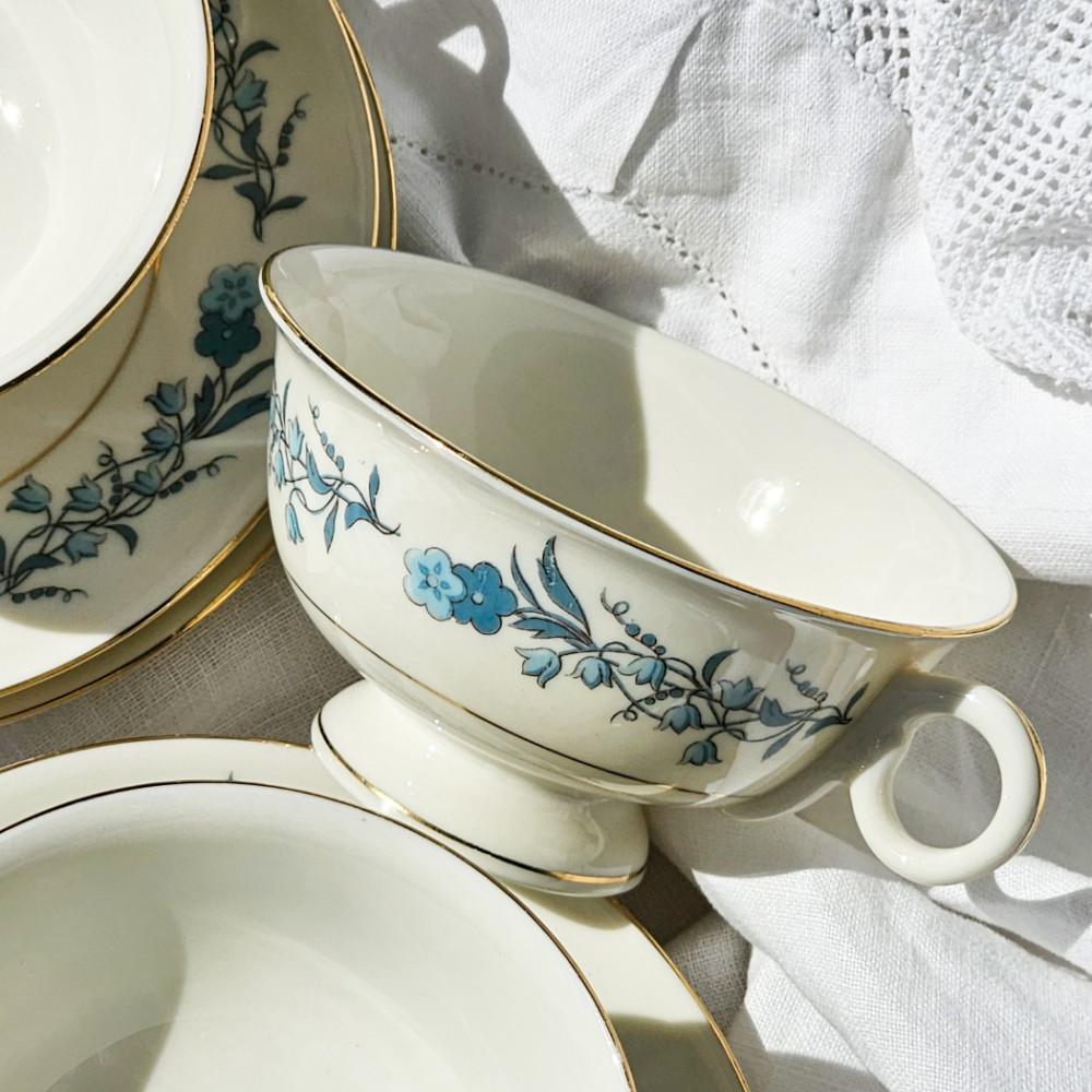 테오도르 하빌랜드 클린턴 블루 플로랄 컵앤소서 듀오 앤틱 빈티지 티컵 티잔 찻잔세트