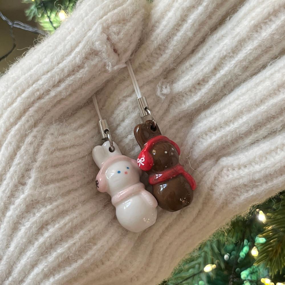 눈사람 토끼 키링 (white bunny/choco bunny)