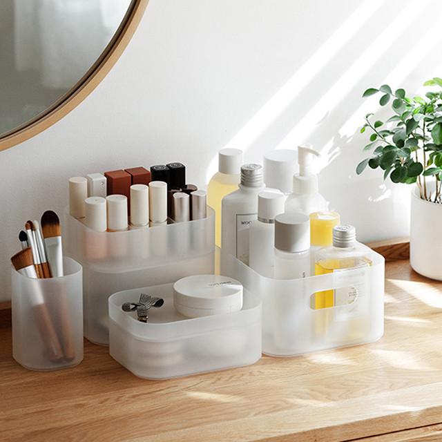 생활탐구 화장대정리 반투명 수납함 공부방 책상 화장품 소품 정리 공간 활용 트레이