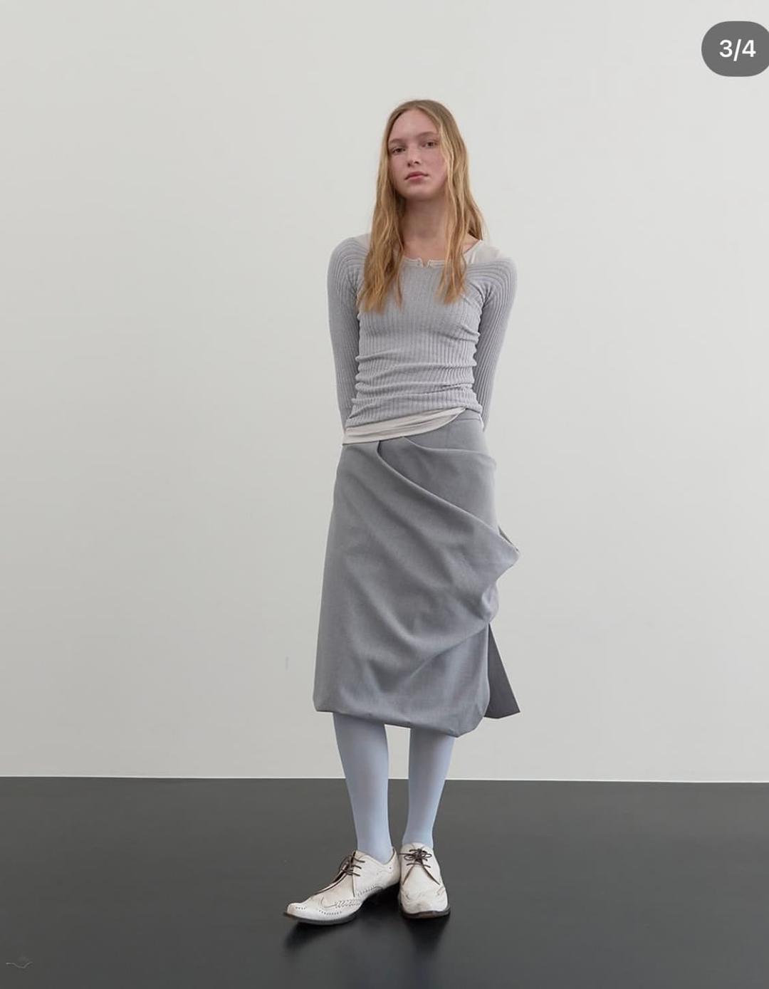 Repos midi drape skirt ( m grey ) | 후루츠패밀리
