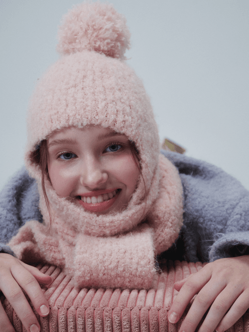 [29cm x FFRF] BOUCLE BALACLAVA MUFFLER, ROSE WATER