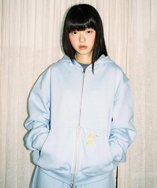 트위스터 스타 포켓 후드 집업 - 라이트블루