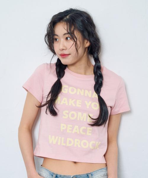 와일드 피스 레터링 크롭티_핑크