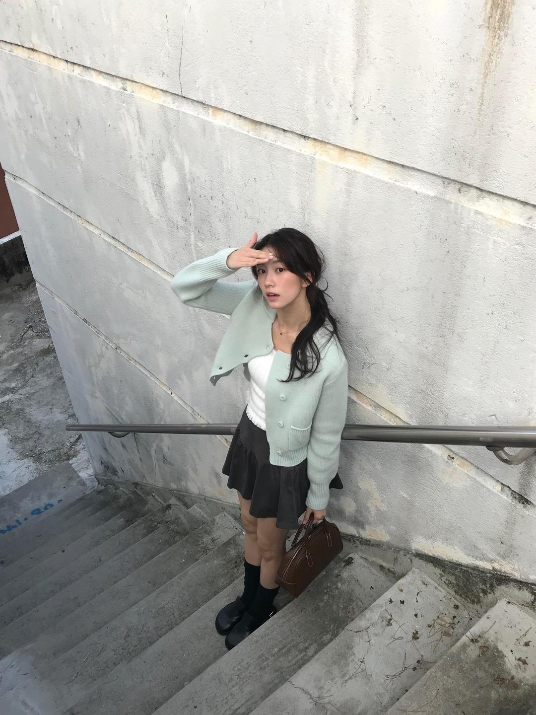 Stay Button Knit Cardigan [mint]