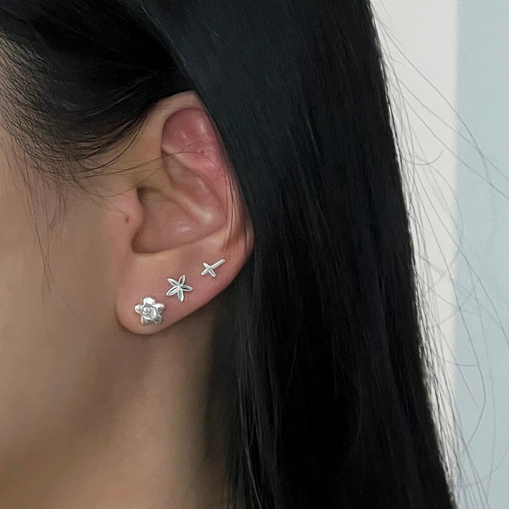 [925silver] Flower stone earring (2color)