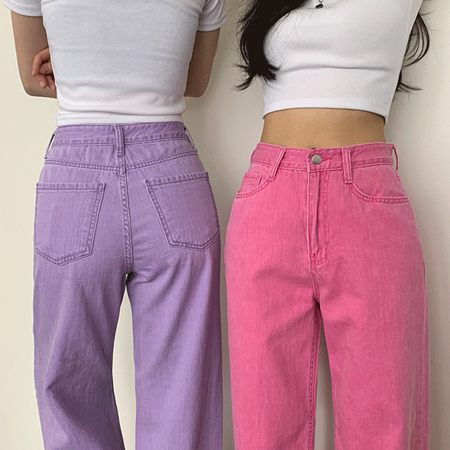 쉘리 하이웨스트 와이드 컬러 팬츠 (8color) [빈티지/여름바지/봄바지/코튼/벚꽃/핑크/해외]