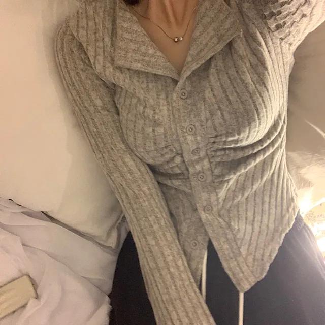 여리글램G.셔링니트 단추 가디건