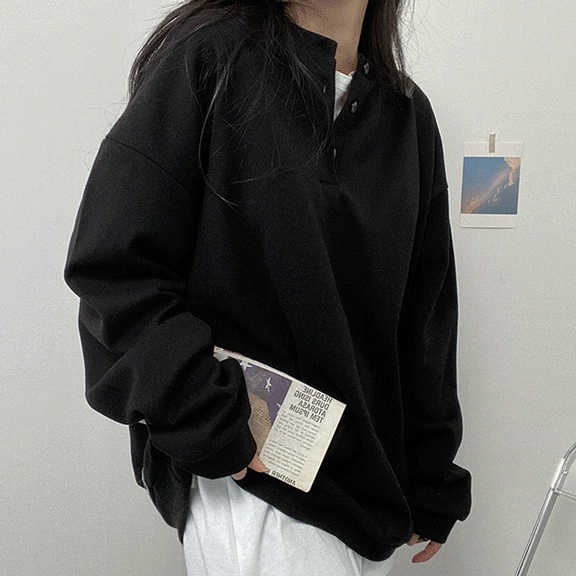 [오버핏!/7컬러] 꾸안꾸 헨리넥 맨투맨 *봄신상