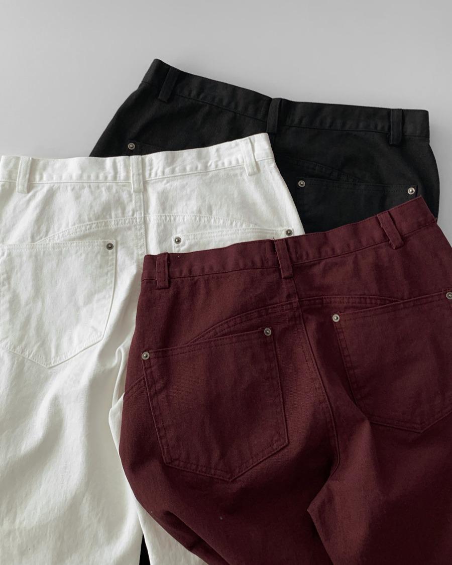 백 라운드업 코튼 와이드 팬츠