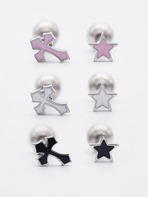 [써지컬스틸] 미니 에폭 별 십자가 바벨 피어싱