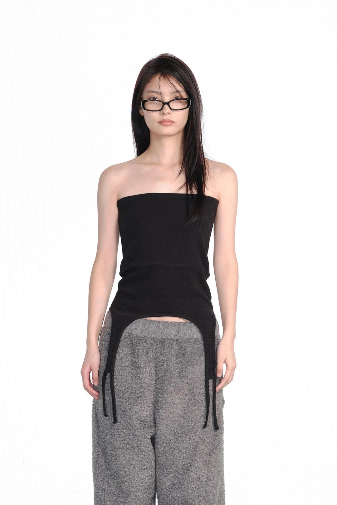 GARTER COTTON SKIRT / BLACK