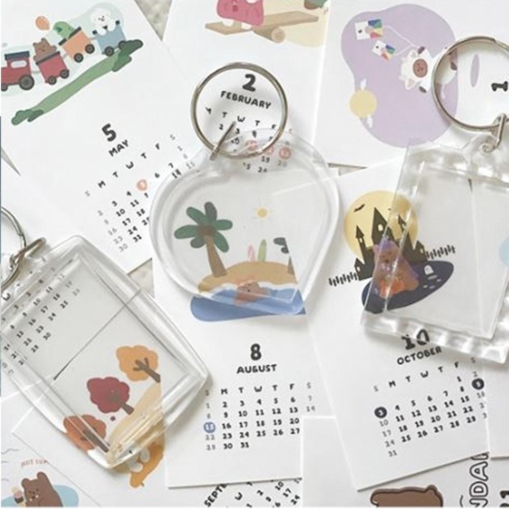 투명 아크릴 증사 증명사진 키 키링 홀더 3종 [포카 보관 포토카드 액자 가방 사진 열쇠 고리]