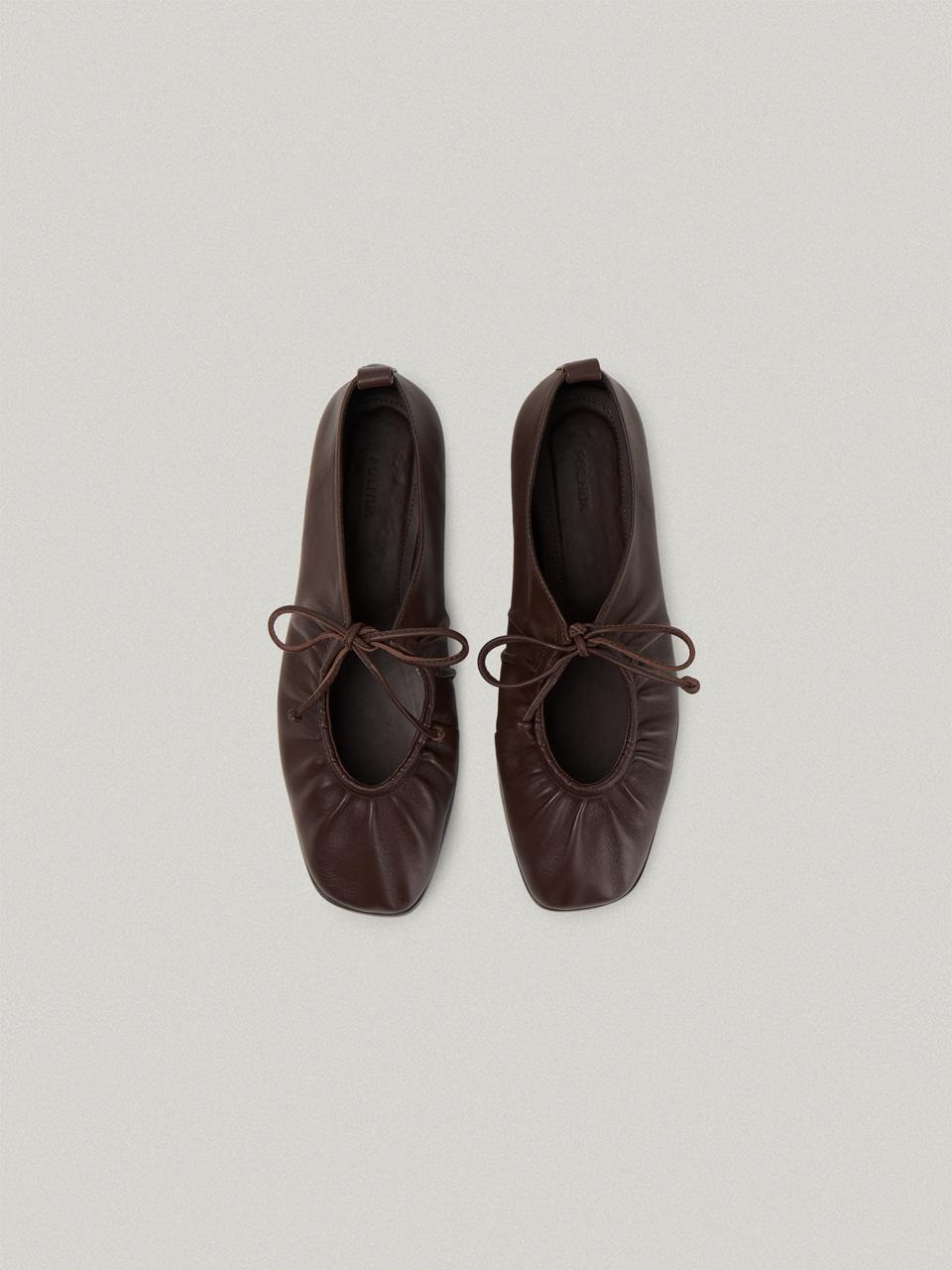 Plissette Flat Shoes - Brown플리셋 플랫 슈즈