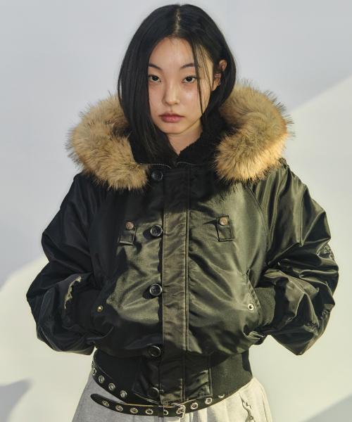 퍼 트리밍 MA-1 자켓 [블랙]