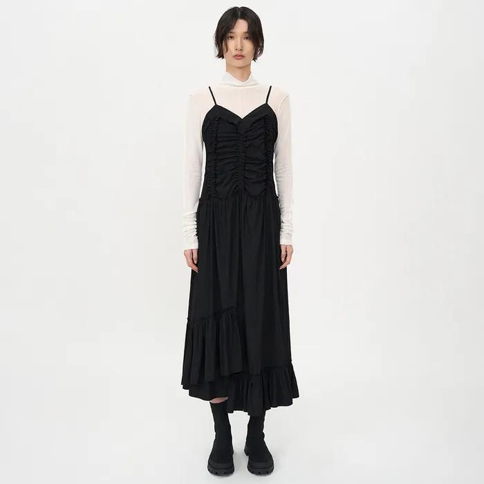 빈티지 프릴 맥시 원피스 BLACK