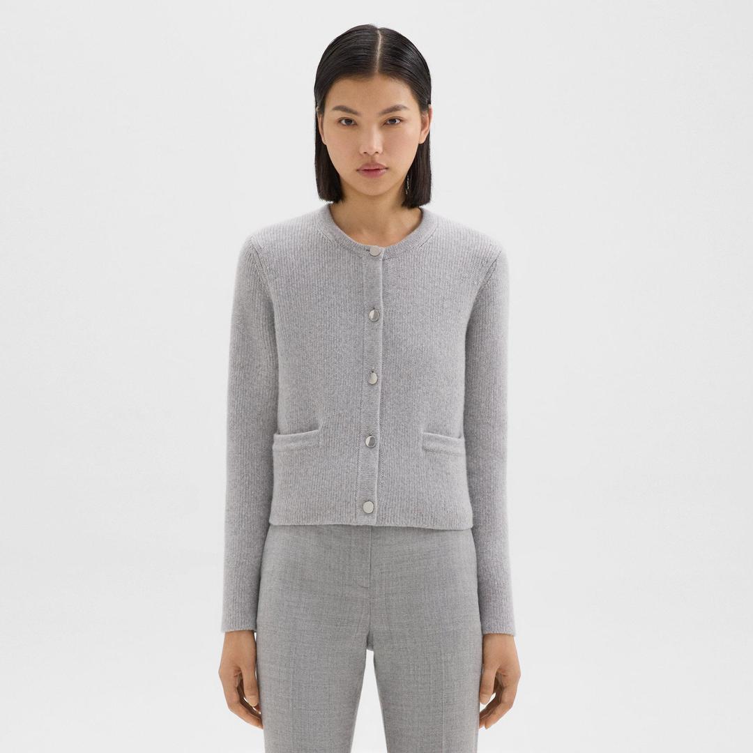 Felted Wool-Cashmere Cropped Knit Jacket | Theory