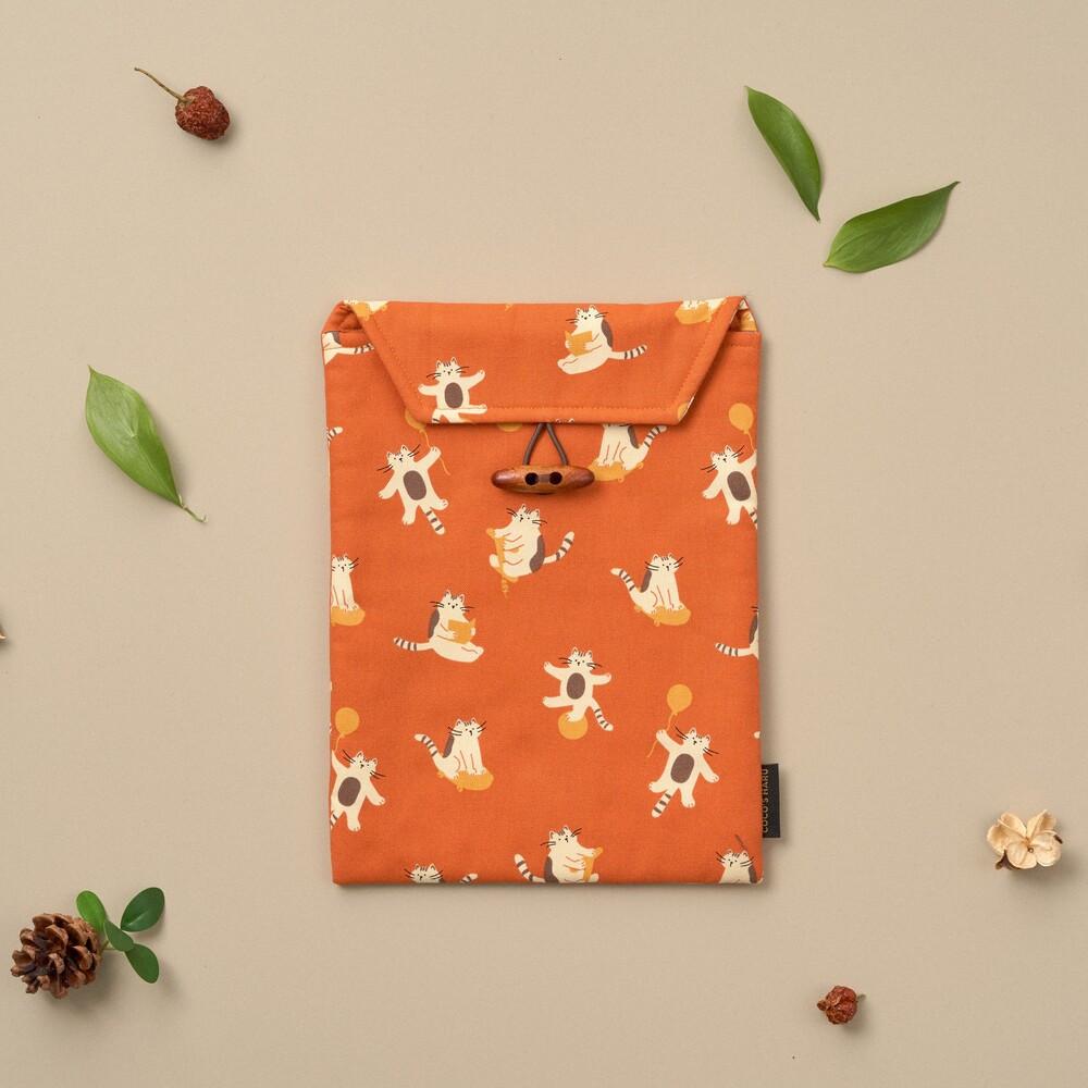 [자체제작 / handmade] 3종 주황 고양이 북파우치 동물 패브릭 천 사각 책 커버