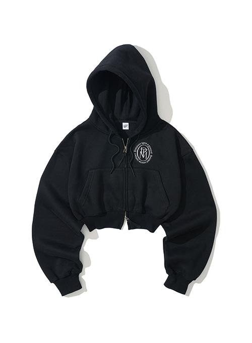 [WOMEN] CLASSIC LOGO CROP HOODIE_BLACK