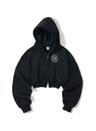 [WOMEN] CLASSIC LOGO CROP HOODIE_BLACK