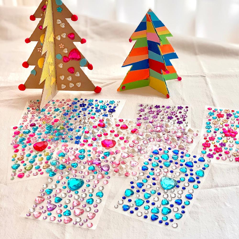 큐빅스티커 하트 보석 비즈 스티커 핑크 혼합