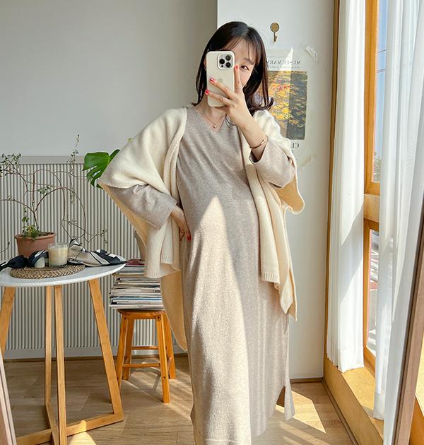 임부복*브이넥니트원피스