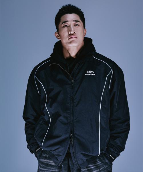 B-SYMBOL LOGO NYLON WIND BREAKER [BLACK]