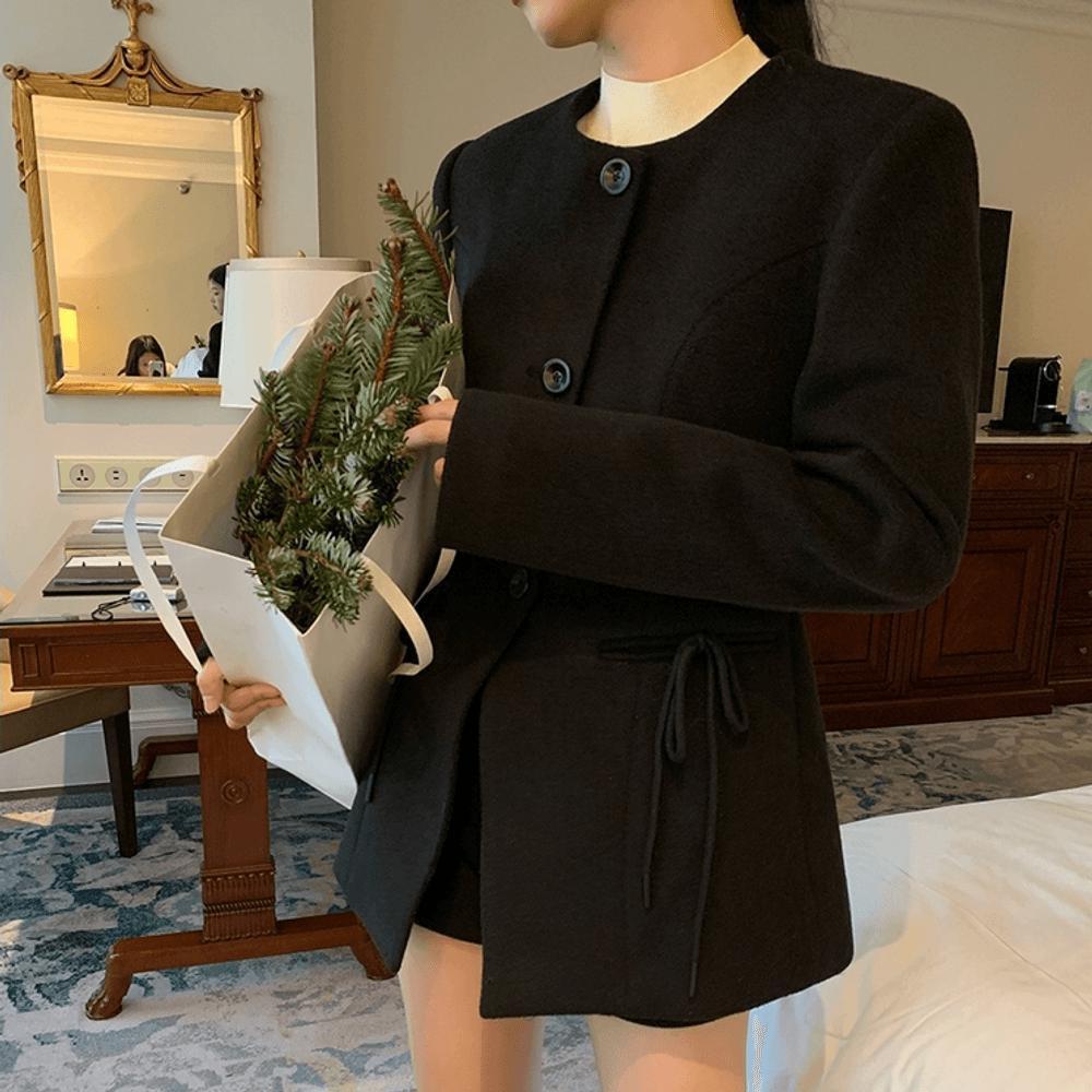 노카라모직자켓 하프 싱글자켓 리본재킷