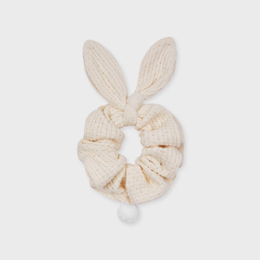 hair scrunchie bunny ivory