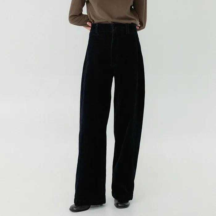 [5차 리오더] Velvet Curved Pants_Navy