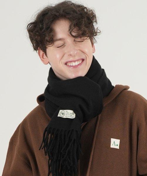 유니섹스 클래식 솔리드 머플러 블랙