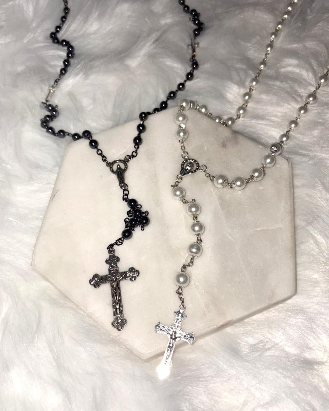 원석 진주 십자가 롱 레이어드 일본 고딕 펑크 갸루 st 목걸이 | 후루츠패밀리