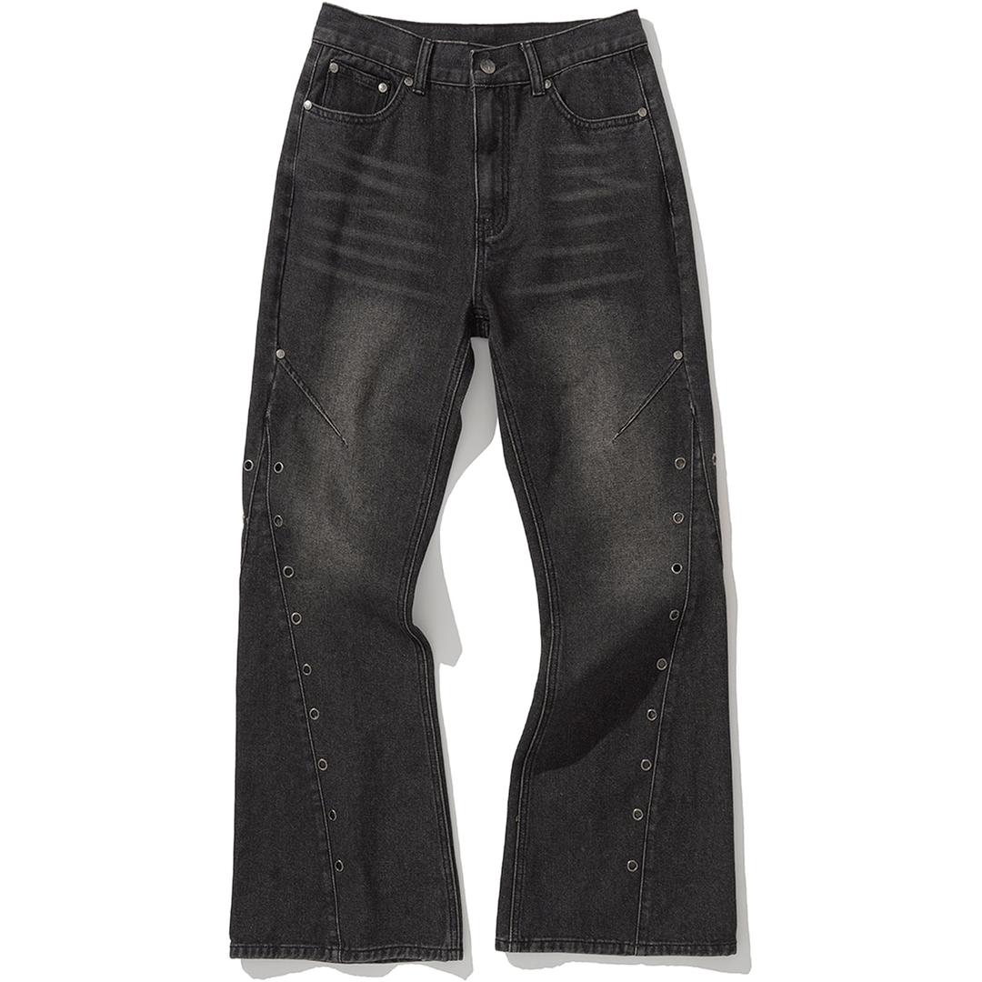 W Eyelet Vintage Denim Pants - Black