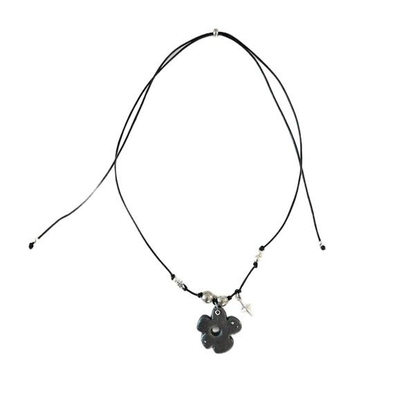 [viviflo] DIVE flower necklace  / 다이브 플라워 길이조절 목걸이 _darkgray