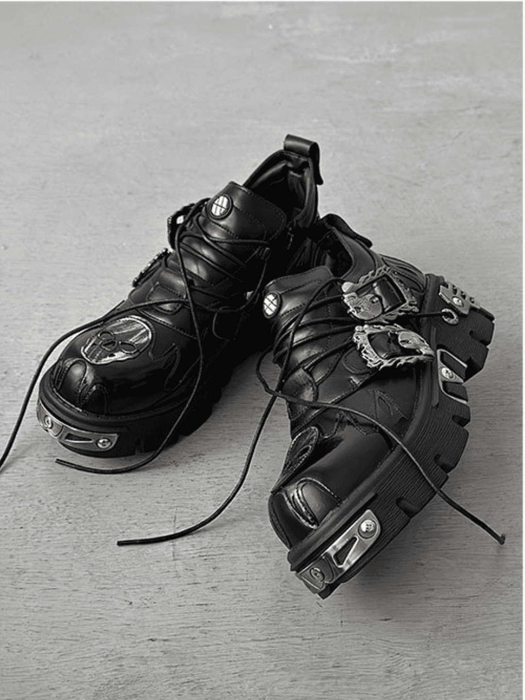 Punk Metal Leather Shoes na643